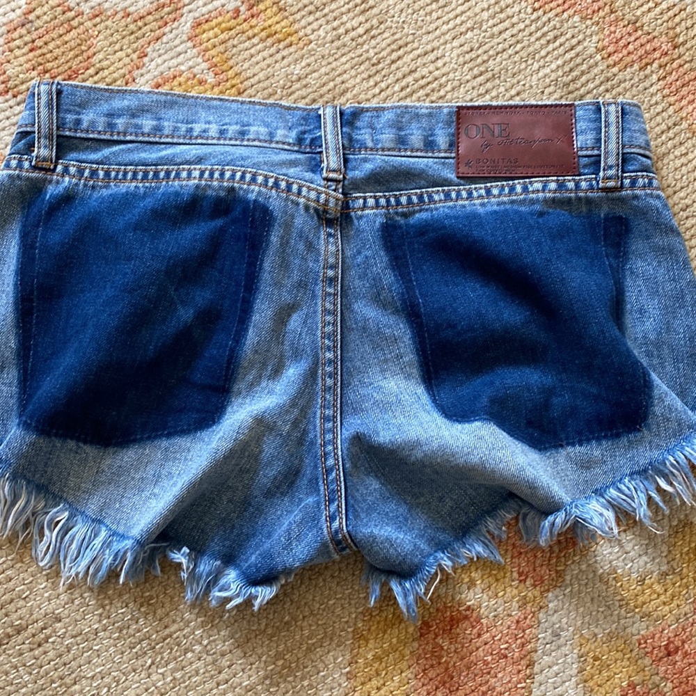 One Teaspoon blue Bonita cutoffs Jean shorts size 26 festival back pocket fade